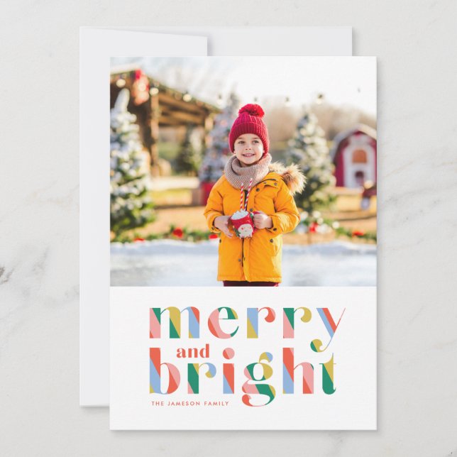Merry & Bright Christmas Photo Card (Front)
