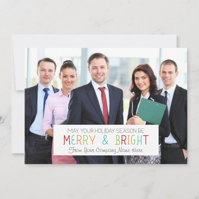 Merry & Bright Christmas Photo Card Business (Front)
