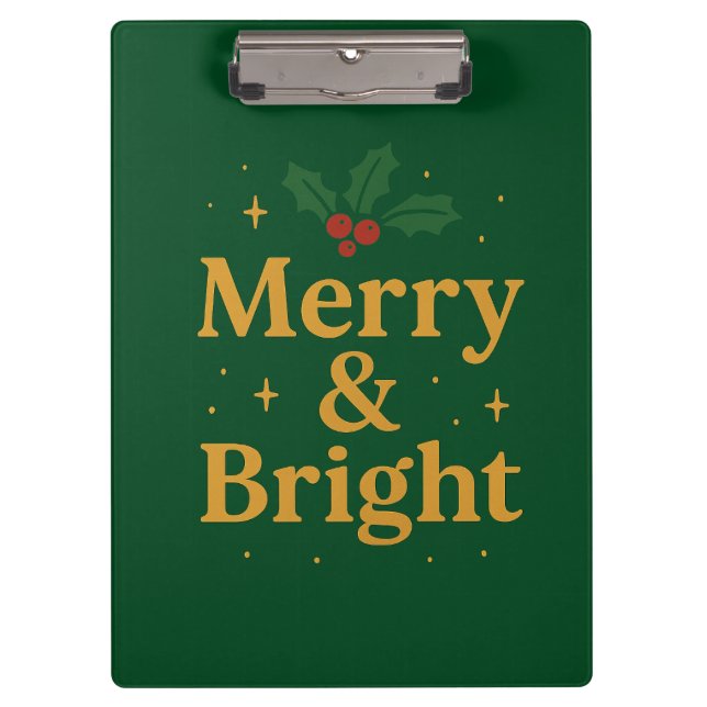 Merry & Bright Christmas Quote Clipboard (Front)