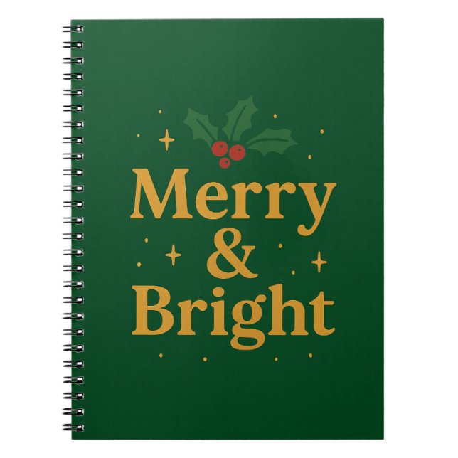 Merry & Bright Christmas Quote Notebook (Front)