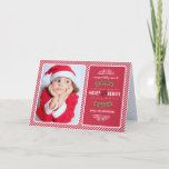 Merry & Bright Christmas. Red Stripe Pattern Photo Holiday Card<br><div class="desc">Happy Holidays. May Your Holiday Season be Merry & Bright. Red Stripe Pattern design Christmas Photo Cards with personalized photo and family name. Matching cards,  favours and gifts available in the Christmas & New Year Category of our store.</div>