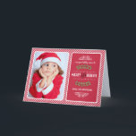 Merry & Bright Christmas. Red Stripe Pattern Photo Holiday Card<br><div class="desc">Happy Holidays. May Your Holiday Season be Merry & Bright. Red Stripe Pattern design Christmas Photo Cards with personalized photo and family name. Matching cards,  favours and gifts available in the Christmas & New Year Category of our store.</div>