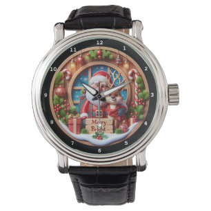 Merry Bright Christmas Santa Reindeer Watch