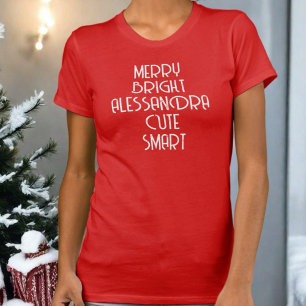 Merry Bright Christmas script typography monogram  T-Shirt