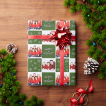 Merry & Bright Christmas Snowflake Photo Green