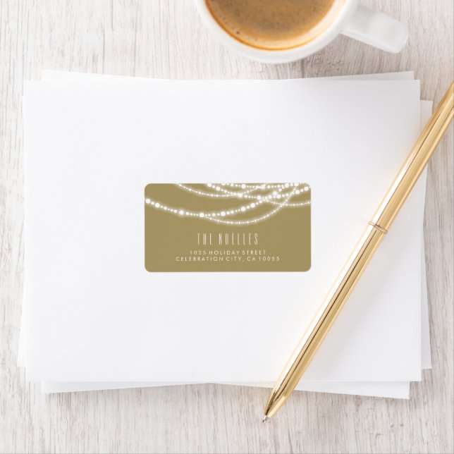 Merry & Bright Christmas Sparkling Lights Address Label (Insitu)