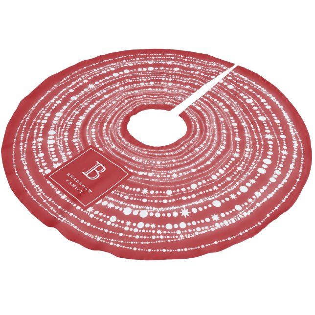 Merry & Bright Christmas Sparkling Lights Monogram Brushed Polyester Tree Skirt (Angled)