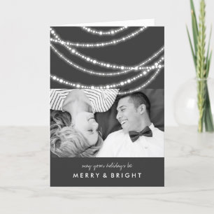 Merry & Bright Christmas Sparkling Lights Photo Holiday Card