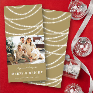 Merry & Bright Christmas Sparkling Lights Photo Holiday Card