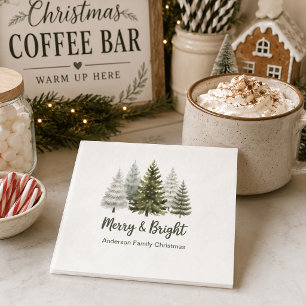 Merry & Bright Christmas Trees Cocktail Napkins