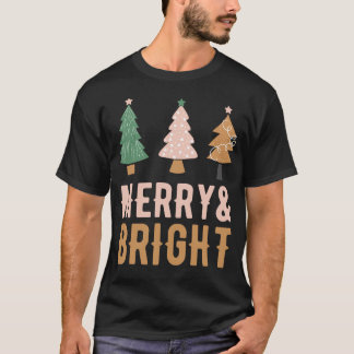 Merry & Bright Christmas Trees T-Shirt Design