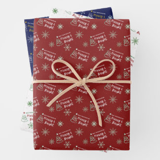 Merry & Bright Christmas Wrap Pack Wrapping Paper Sheet