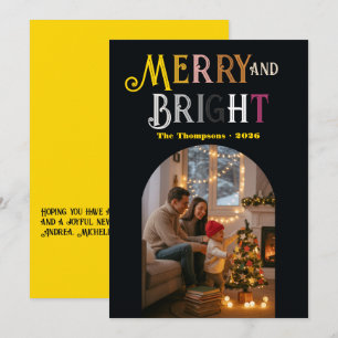 Merry & Bright Colorful Christmas Photo Holiday Card