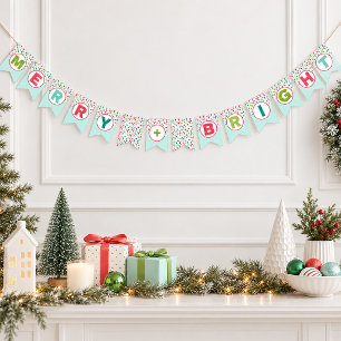 Merry & Bright Colourful Christmas Lights Party Bunting Flags