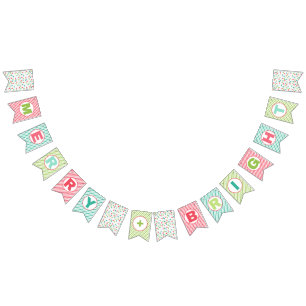 Merry & Bright Colourful Christmas Party Bunting Flags