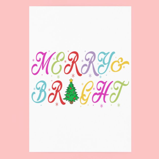 Merry & Bright Colourful Christmas Tree Festive Poster (Creator Uploaded)