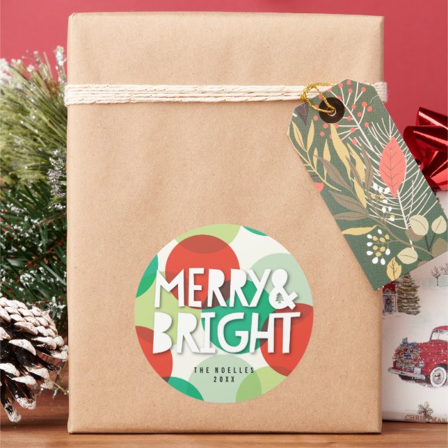 Merry & Bright Colourful Confetti Christmas Holida Classic Round Sticker (Holiday)