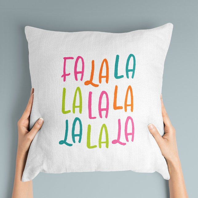Merry bright colourful fa la la Christmas holiday Throw Pillow (Creator Uploaded)