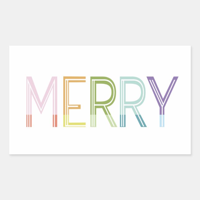 Merry bright colourful fun colour block sticker (Front)