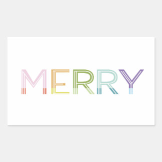 Merry bright colourful fun colour block sticker