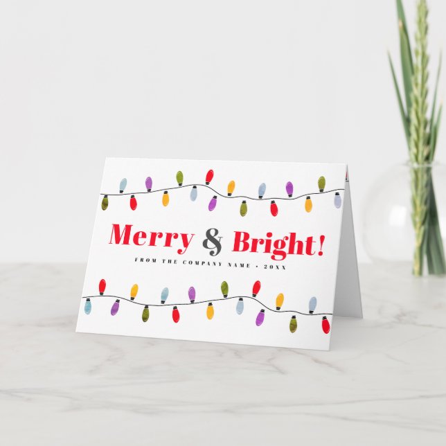 Merry & Bright Colourful fun lights Small Business Holiday Card (Front)