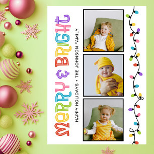 Merry & Bright Colourful Photo Holiday Card