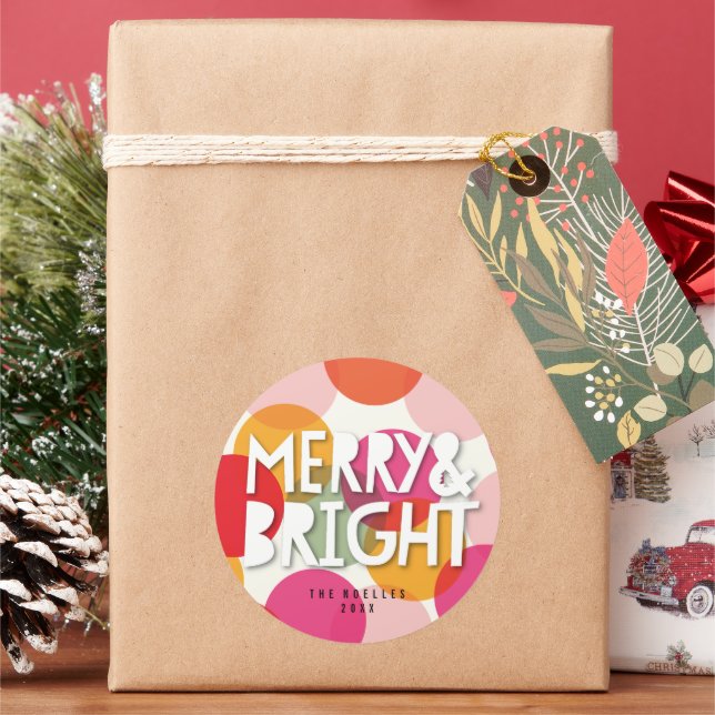 Merry & Bright Confetti Christmas Holiday Sticker (Holiday)