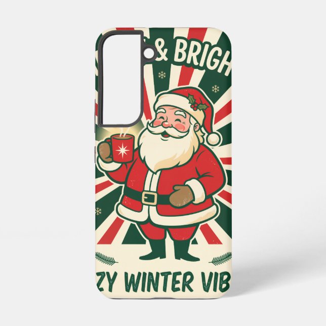 Merry & Bright Cozy Winter Santa phone Case (Back)