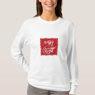 Merry & Bright Custom Name in Back Red Plaid T-Shirt