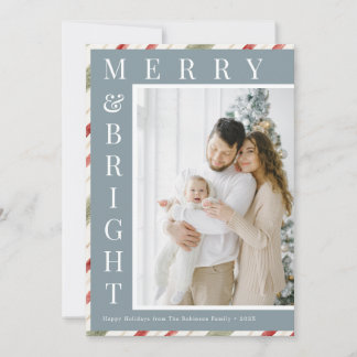 Merry Bright custom photo text holiday card