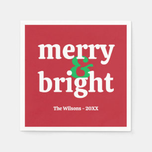 "Merry & Bright" Customized Christmas Paper Napkin
