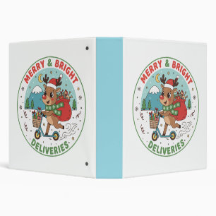 Merry & Bright Deliveries Reindeer on Scooter Binder