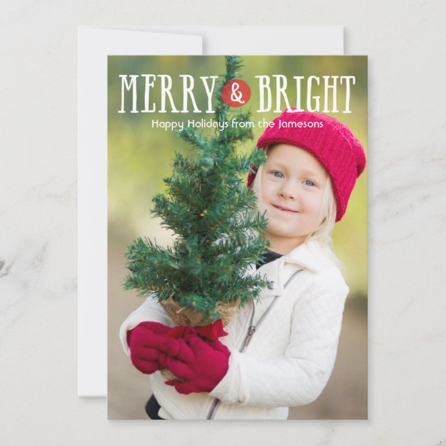 Merry & Bright Dot Holiday Photo Card (Front)