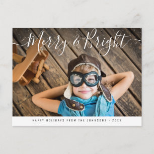 Merry & Bright   Elegant lettering christmas Postcard