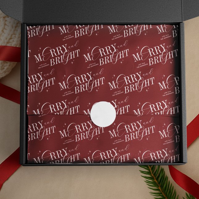 Merry & Bright Elegant Script Modern Red Christmas Tissue Paper (Creator Uploaded)
