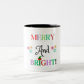 Merry & Bright :Elevate Your Sips with Festive joy Two-Tone Coffee Mug