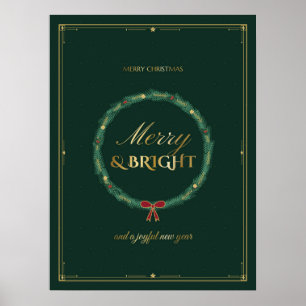 Merry & Bright Emerald Noel Christmas Poster