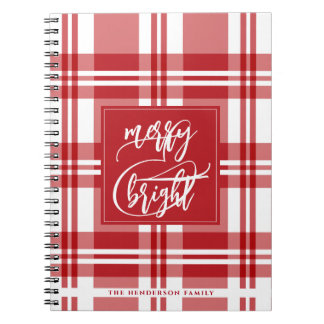 Merry & Bright | Family Name | Red Plaid  Notebook