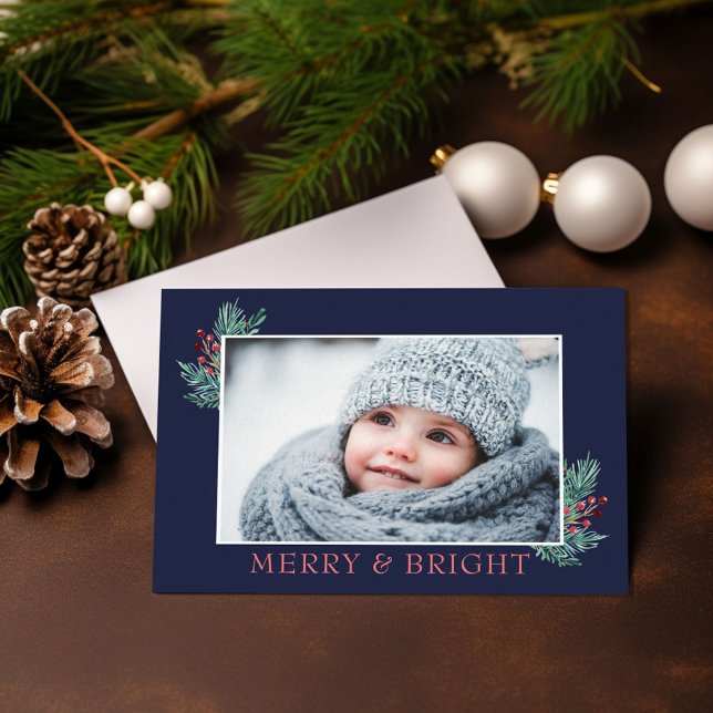  Merry & Bright Festive Holiday Photo Card (Creator Uploaded)