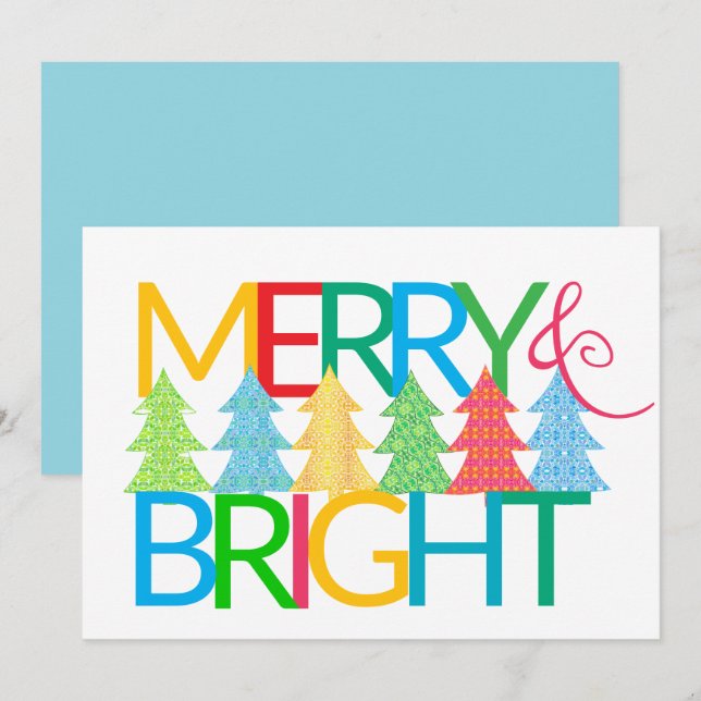 Merry & Bright Flat Christmas Card (Front/Back)