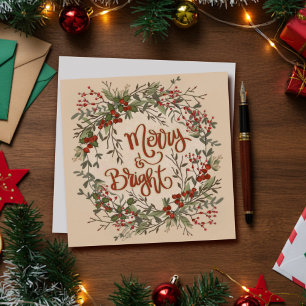 Merry Bright Floral Simple Wreath Holiday