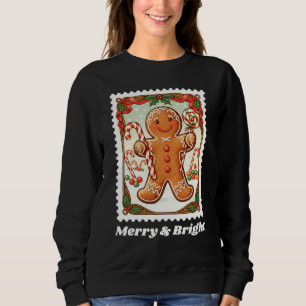Merry & Bright Gingerbread Christmas Postage Stamp Sweatshirt