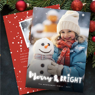 Merry & Bright Glow Modern Christmas Photo Card