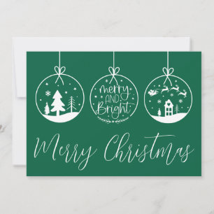 Merry Bright Green Christmas Holiday Card