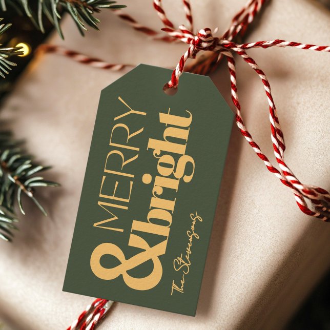 Merry & Bright Green Holiday Gift Tag (Creator Uploaded)