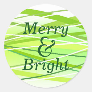 Merry & Bright Green Lines - Circle Sticker