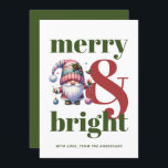 Merry & Bright Green Red Gnome Non-photo Christmas Holiday Card<br><div class="desc">Spread holiday cheer with our Merry & Bright Green Red Gnome Christmas Card! This whimsical, non-photo card features a festive red and green design, perfect for adding a touch of charm to your holiday greetings. With its cozy look, it’s ideal for sending warm wishes to family, friends, and loved ones....</div>