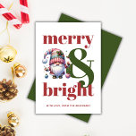 Merry & Bright Green Red Gnome Non-photo Christmas Holiday Card<br><div class="desc">Spread holiday cheer with our Merry & Bright Green Red Gnome Christmas Card! This whimsical, non-photo card features a festive red and green design, perfect for adding a touch of charm to your holiday greetings. With its cozy look, it’s ideal for sending warm wishes to family, friends, and loved ones....</div>