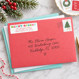 Merry + Bright Holiday Address Label