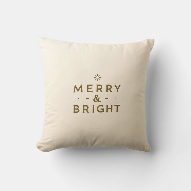Merry & Bright Holiday Decorative  Throw Pillow (Front)